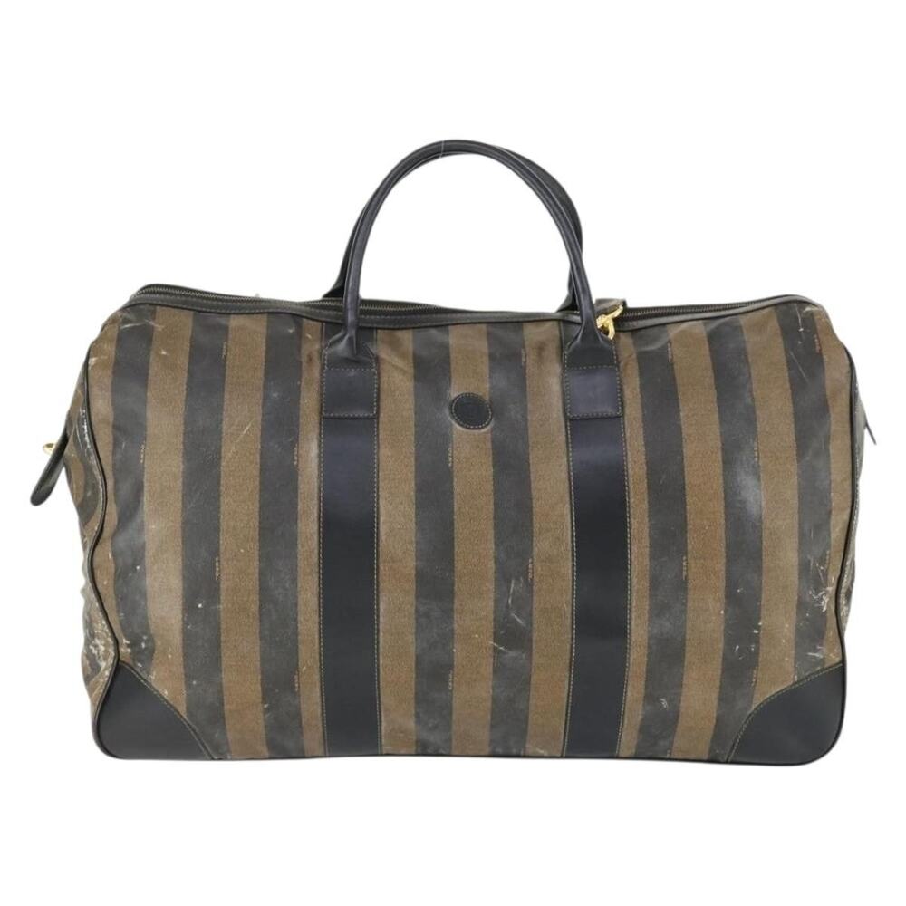 Fendi Pequin Canvas Boston Bag Nylon Black
